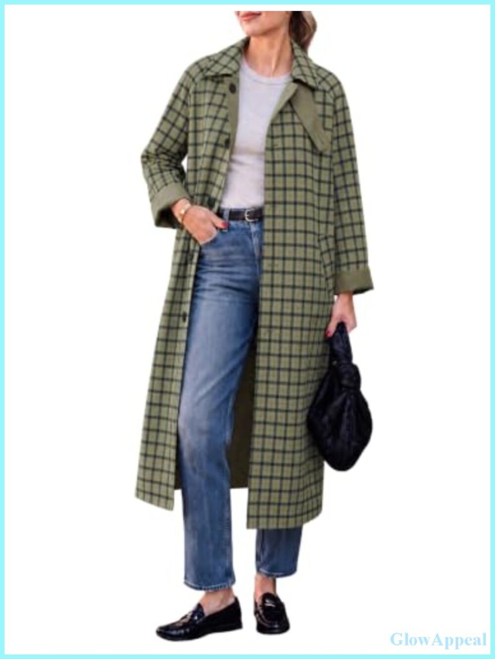 Reversible Long Trench Coat Windproof Single Breasted Overcoat